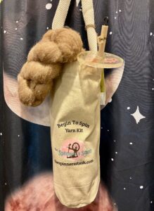 Begin to Spin Yarn Kit - Drop Spindle, Carry Bag, and Fiber for Spinning Yarn