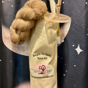 Begin to Spin Yarn Kit - Drop Spindle, Carry Bag, and Fiber for Spinning Yarn