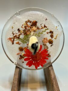 Red Daisy Drop Spindle